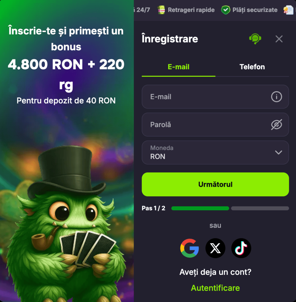 inscriere verde casino