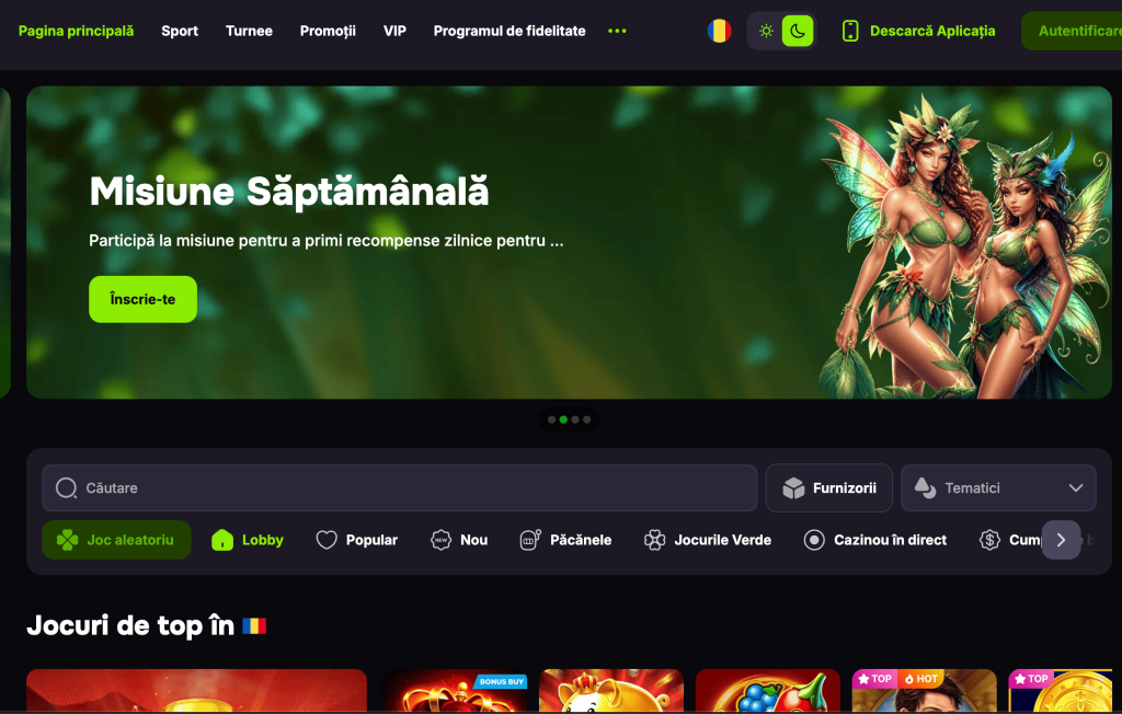 interfata verde casino